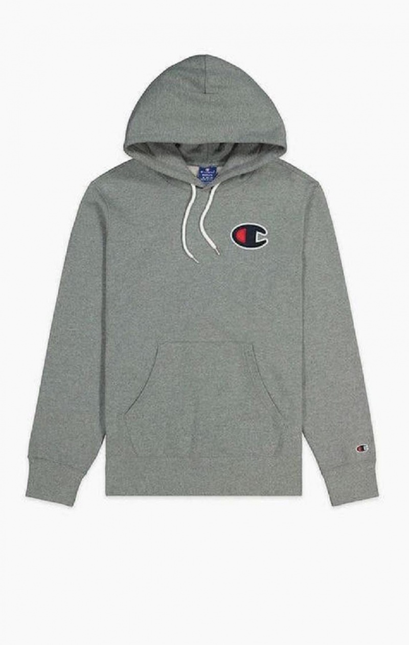 Pánské Mikina s Kapucí Champion Satin C Logo Bavlněné Terry Hoodie Tmavě Šedé | 8654-UCKRI