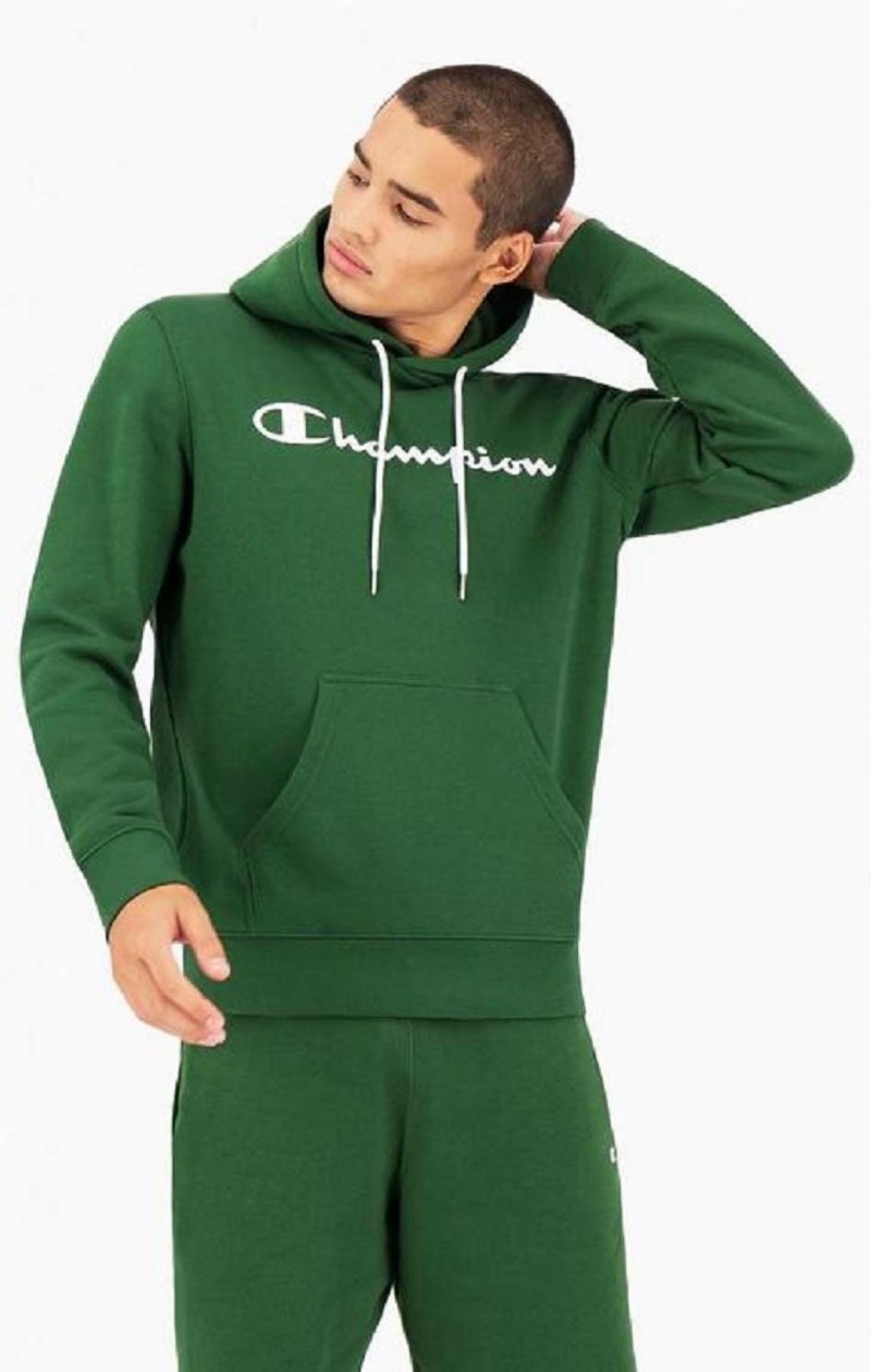 Pánské Mikina s Kapucí Champion Script Logo Fleece Hoodie Světle Zelene | 5361-JTWSP