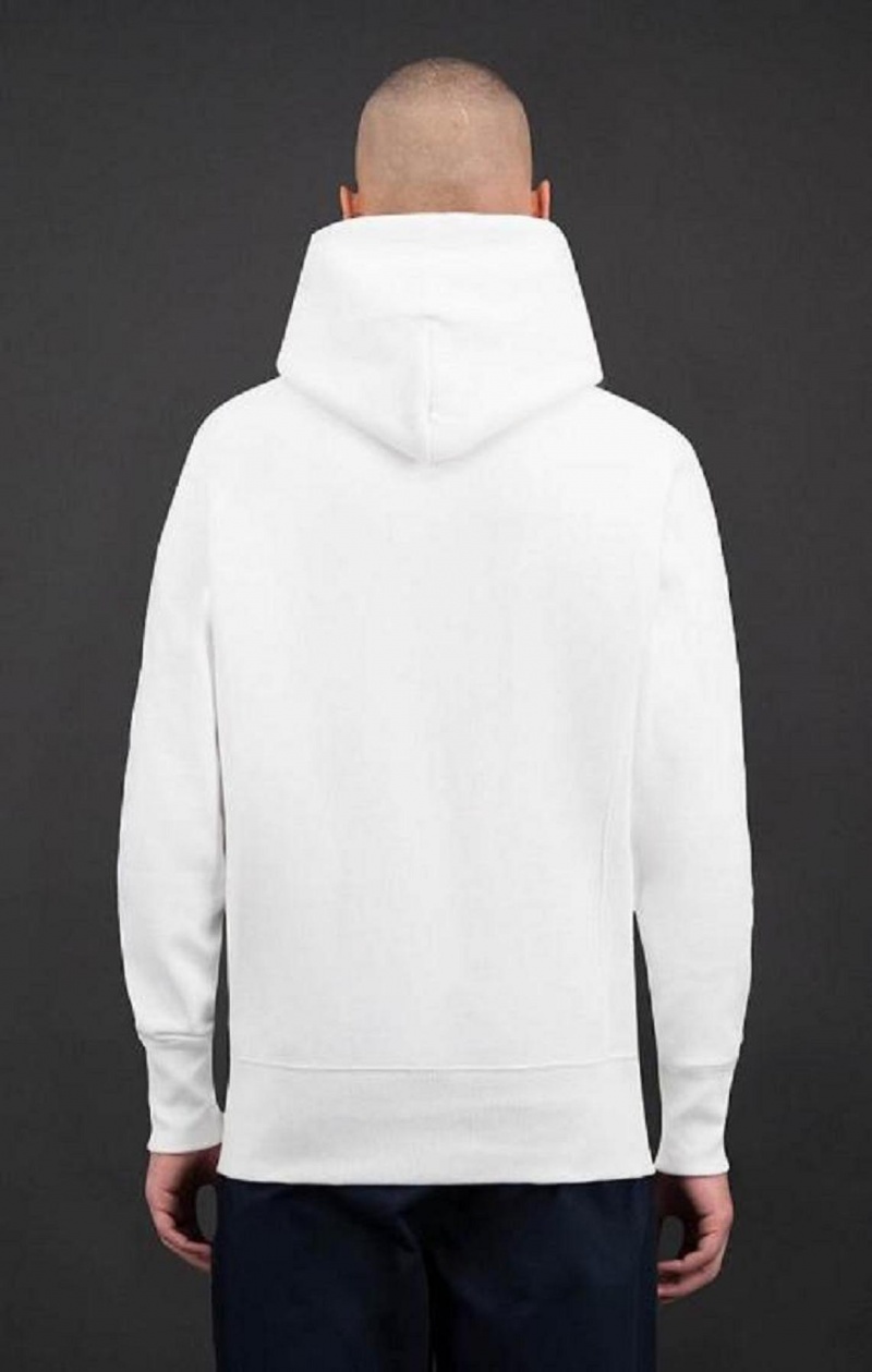 Pánské Mikina s Kapucí Champion Script Logo Reverse Weave Hoodie Bílé | 7904-KBQIU