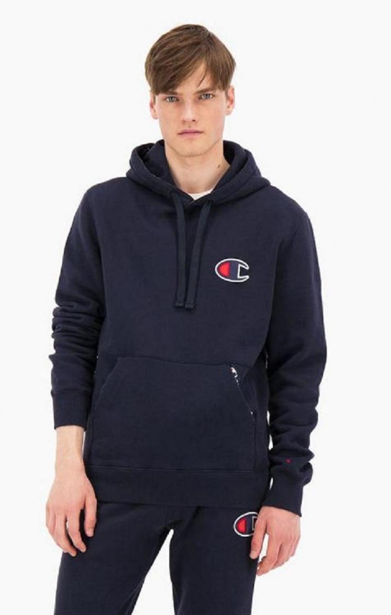 Pánské Mikina s Kapucí Champion Semišové C Logo Bavlněné Terry Hoodie Tmavě Blankyt | 9318-MDIUR