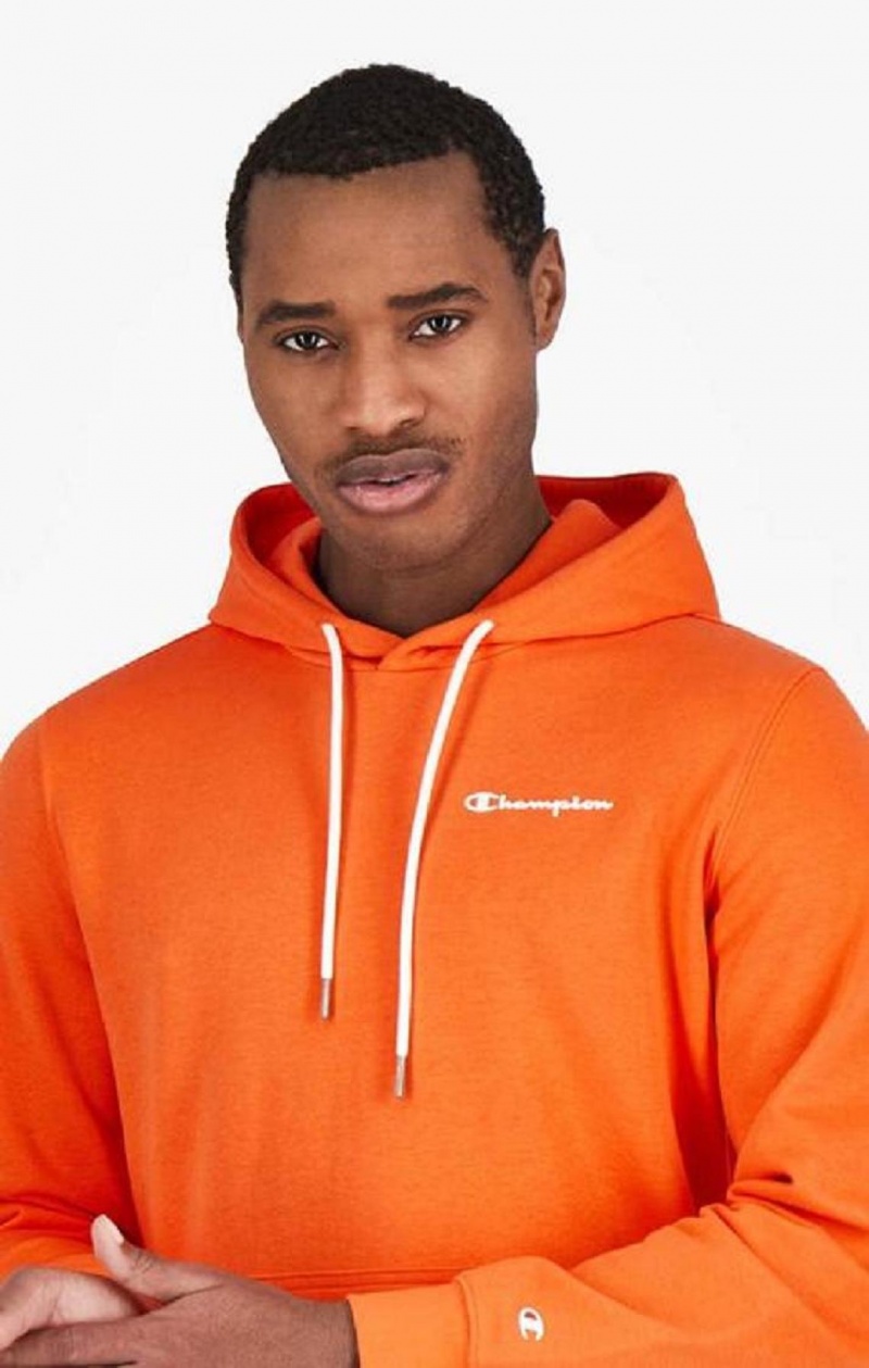 Pánské Mikina s Kapucí Champion Small Script Logo Hoodie Oranžové | 5280-YRXMI