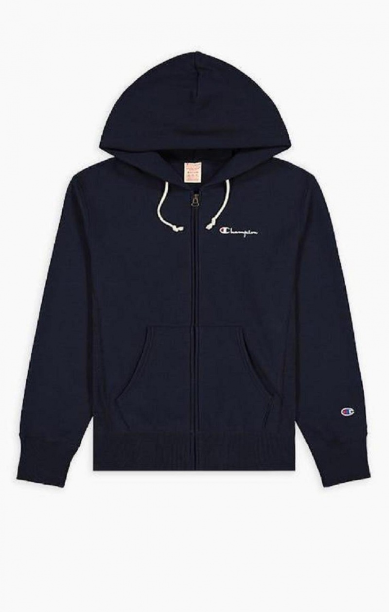 Pánské Mikina s Kapucí Champion Zip-Up Script Logo Hoodie Černé | 2543-QOFDZ