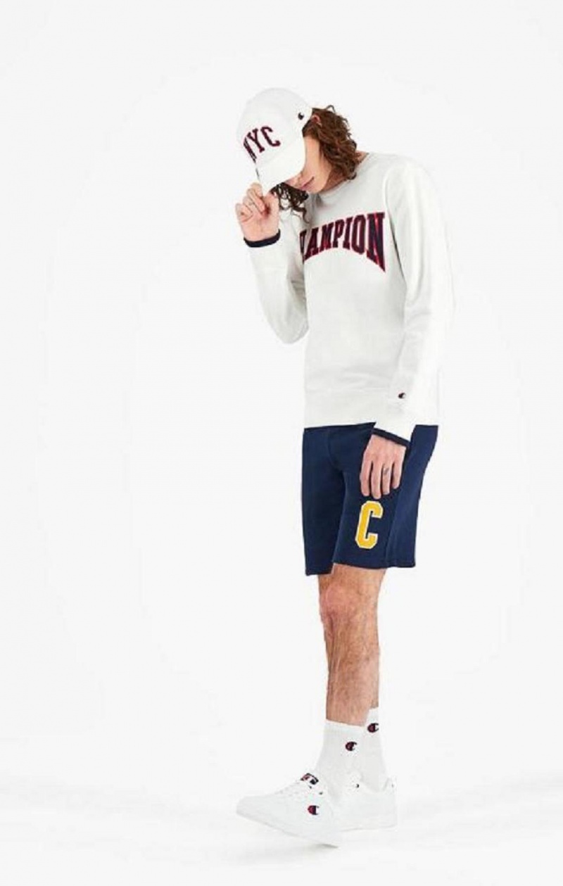 Pánské Mikiny Champion Collegiate Logo Sweatshirt Bílé | 8123-RKWDU