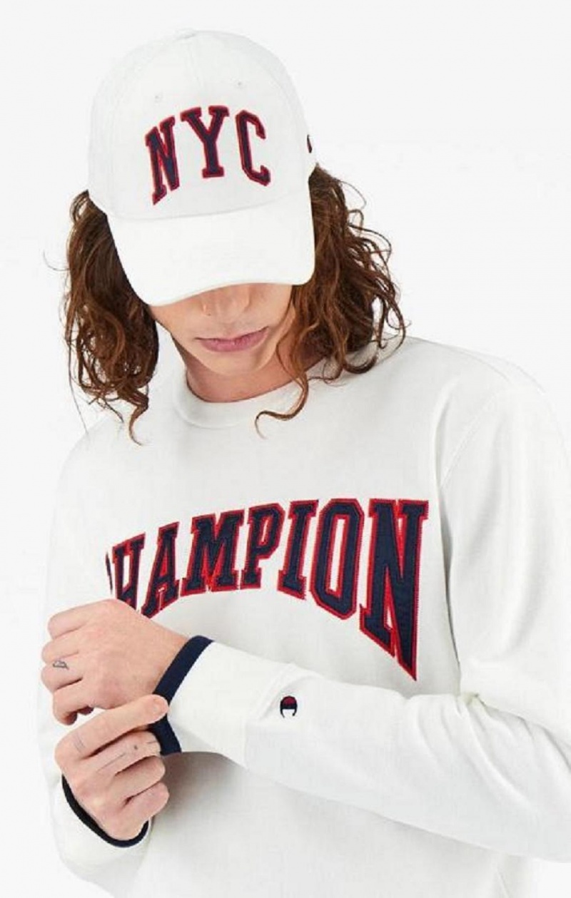 Pánské Mikiny Champion Collegiate Logo Sweatshirt Bílé | 8123-RKWDU