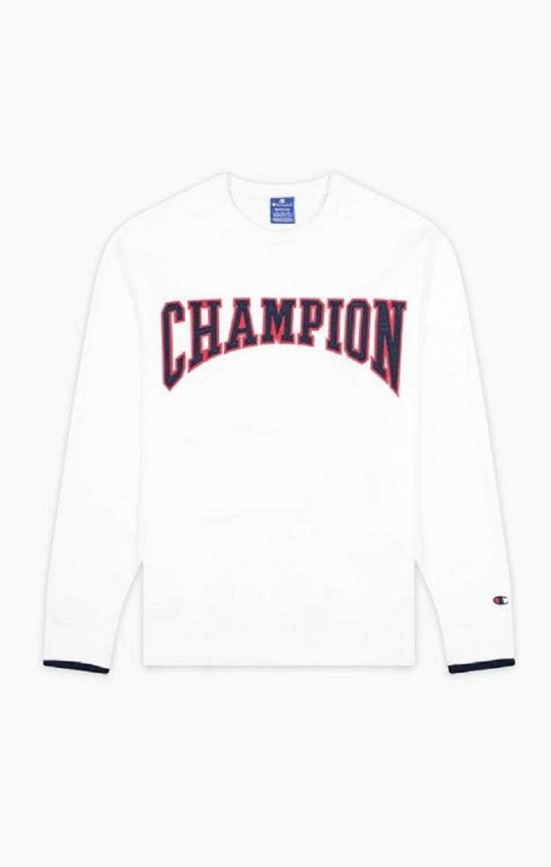 Pánské Mikiny Champion Collegiate Logo Sweatshirt Bílé | 8123-RKWDU