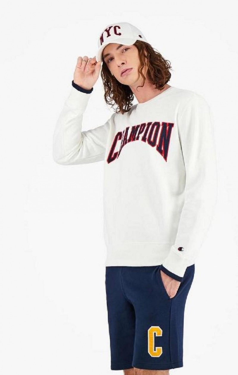 Pánské Mikiny Champion Collegiate Logo Sweatshirt Bílé | 8123-RKWDU