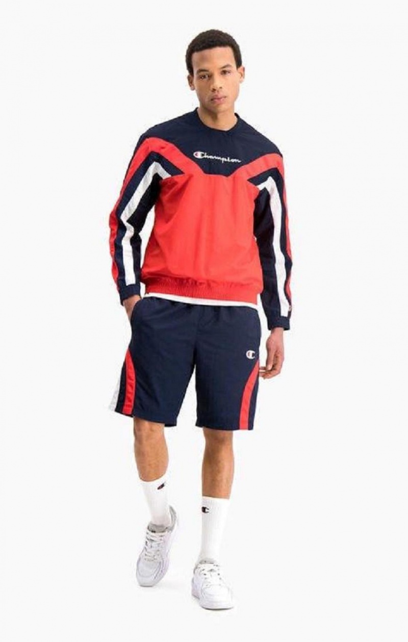 Pánské Mikiny Champion Colour Block And Stripe Track Sweatshirt Červené | 7152-VXRCN