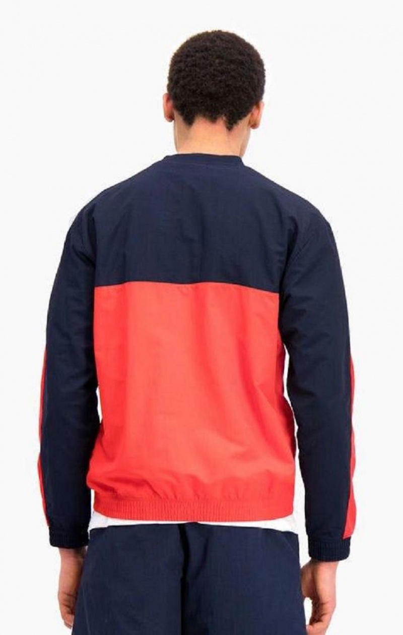 Pánské Mikiny Champion Colour Block And Stripe Track Sweatshirt Červené | 7152-VXRCN