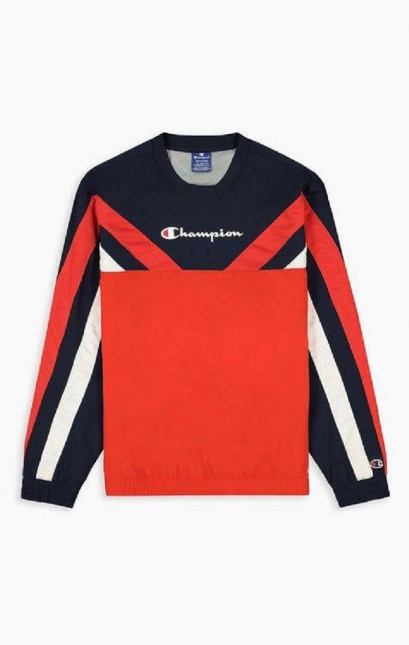 Pánské Mikiny Champion Colour Block And Stripe Track Sweatshirt Červené | 7152-VXRCN