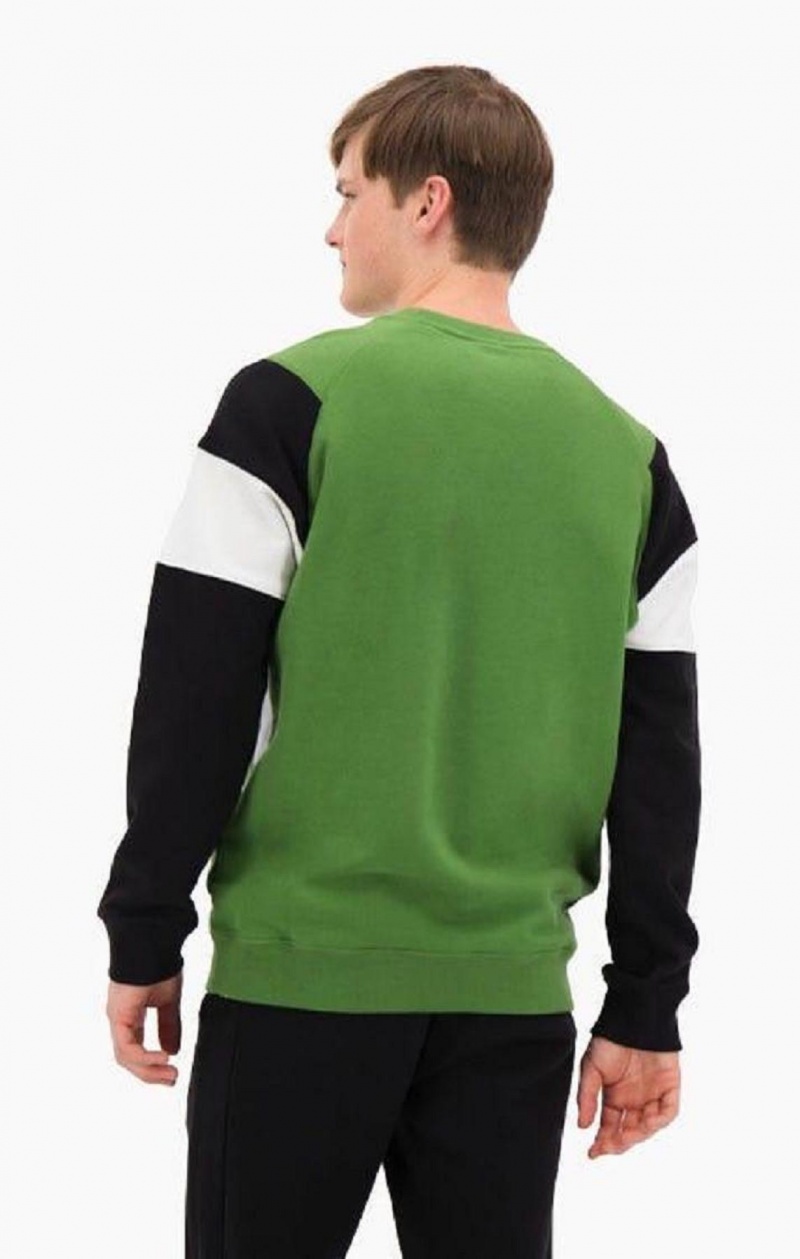 Pánské Mikiny Champion Colour Block Bavlněné Terry Sweatshirt Zelene | 4890-RSVUW