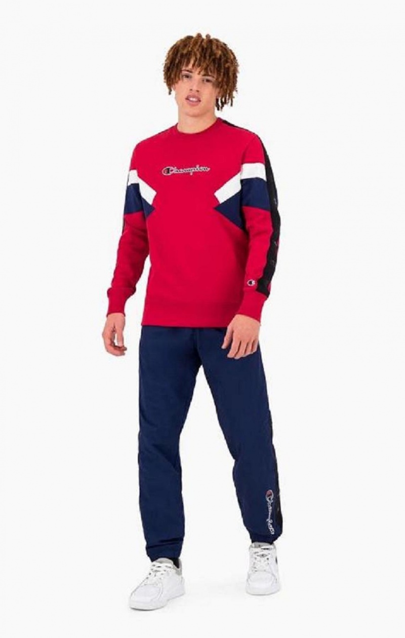 Pánské Mikiny Champion Colour Block Insert Fleece Sweatshirt Červené | 6704-EDORF