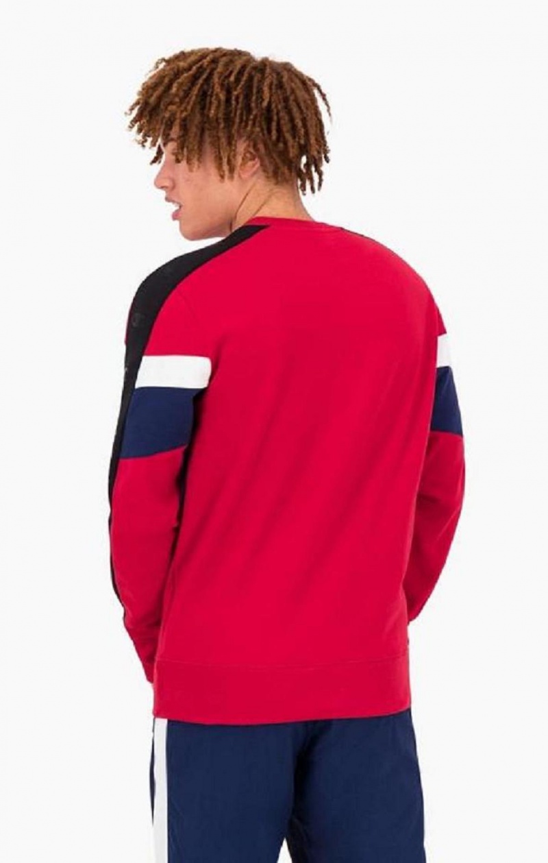 Pánské Mikiny Champion Colour Block Insert Fleece Sweatshirt Červené | 6704-EDORF