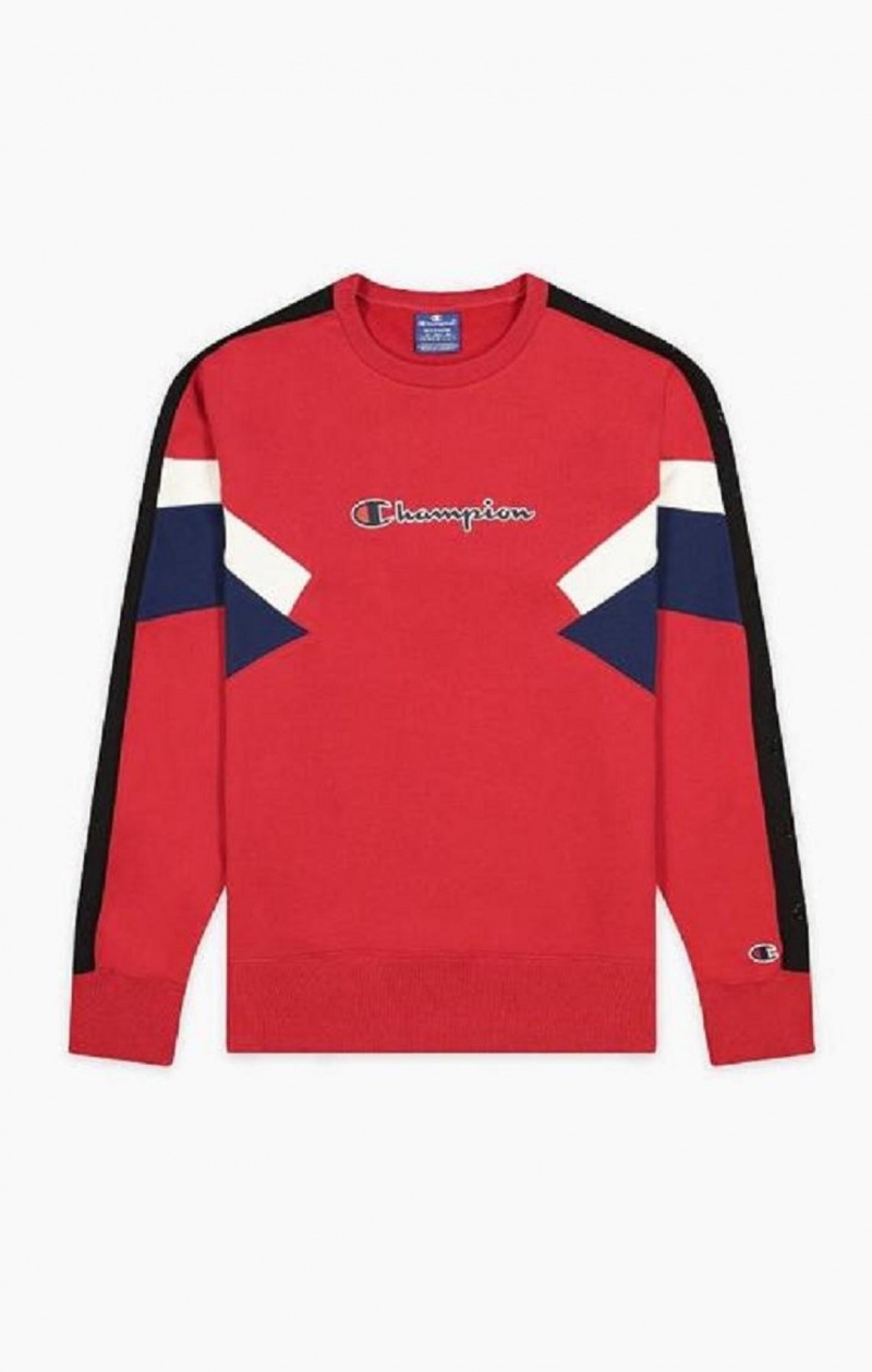 Pánské Mikiny Champion Colour Block Insert Fleece Sweatshirt Červené | 6704-EDORF