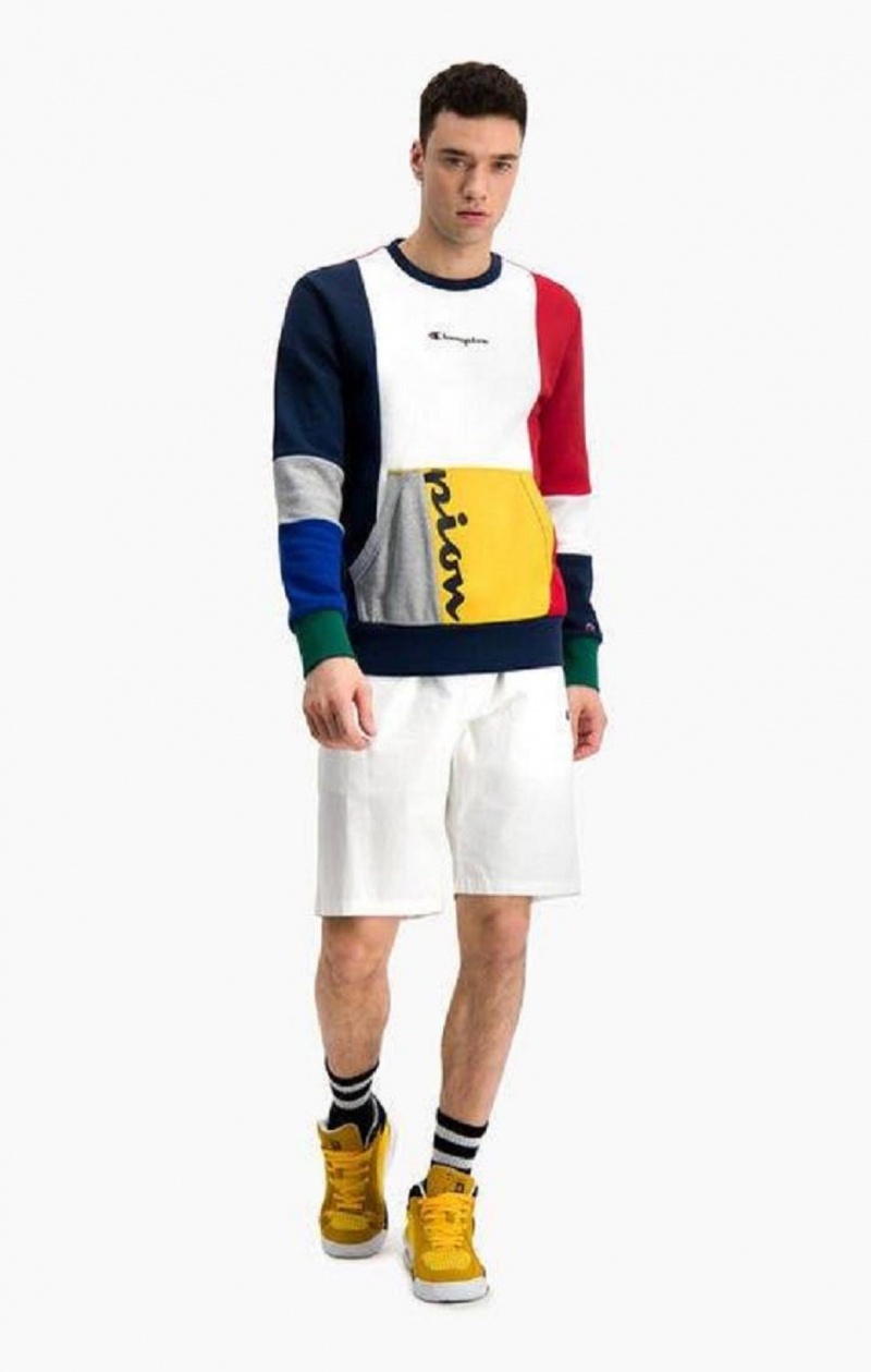 Pánské Mikiny Champion Colour Block Patchwork Pocket Sweatshirt Červené | 7923-OIBFZ