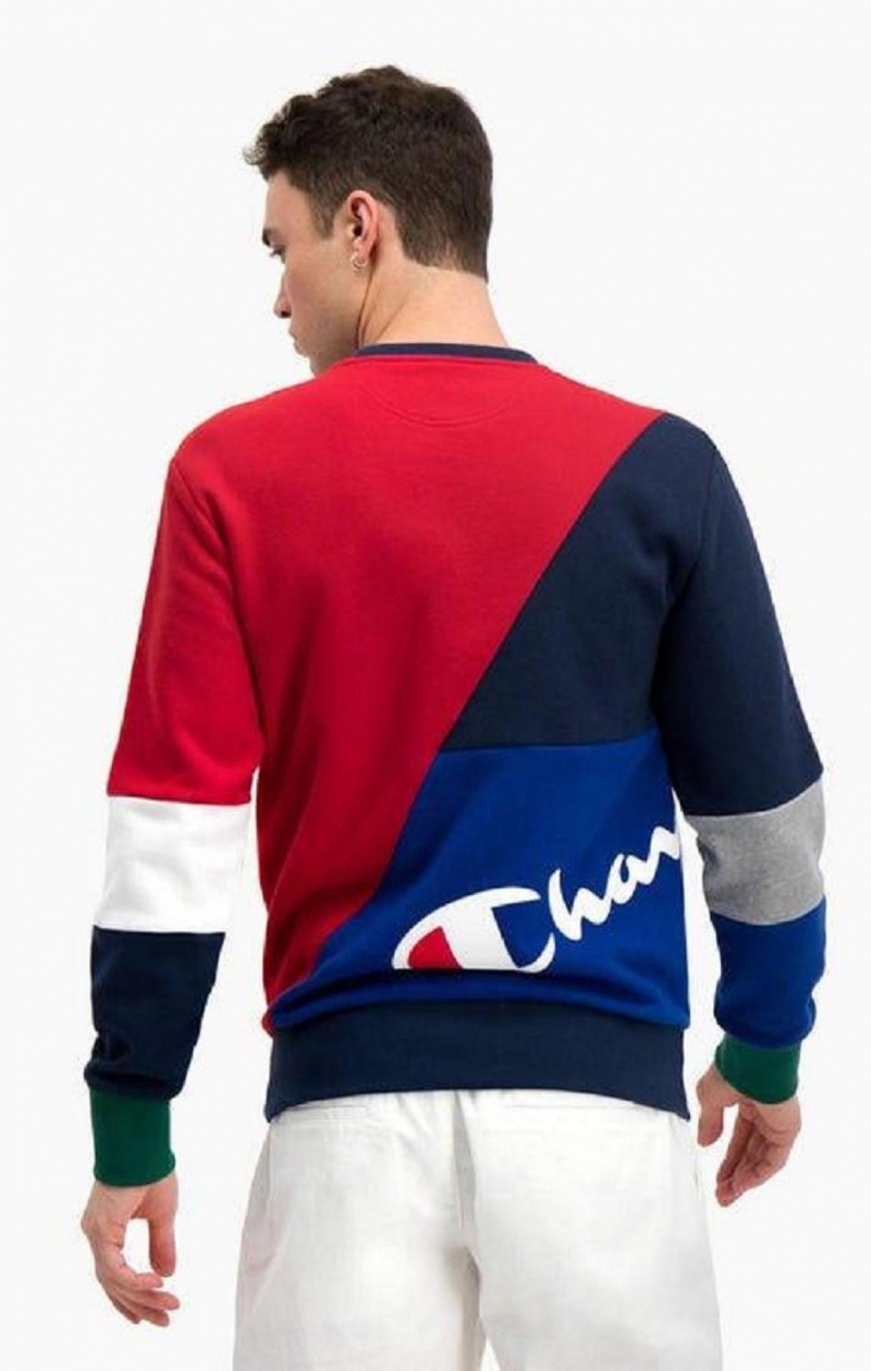 Pánské Mikiny Champion Colour Block Patchwork Pocket Sweatshirt Červené | 7923-OIBFZ