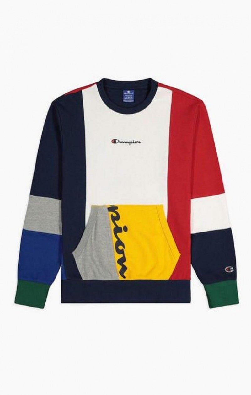 Pánské Mikiny Champion Colour Block Patchwork Pocket Sweatshirt Červené | 7923-OIBFZ