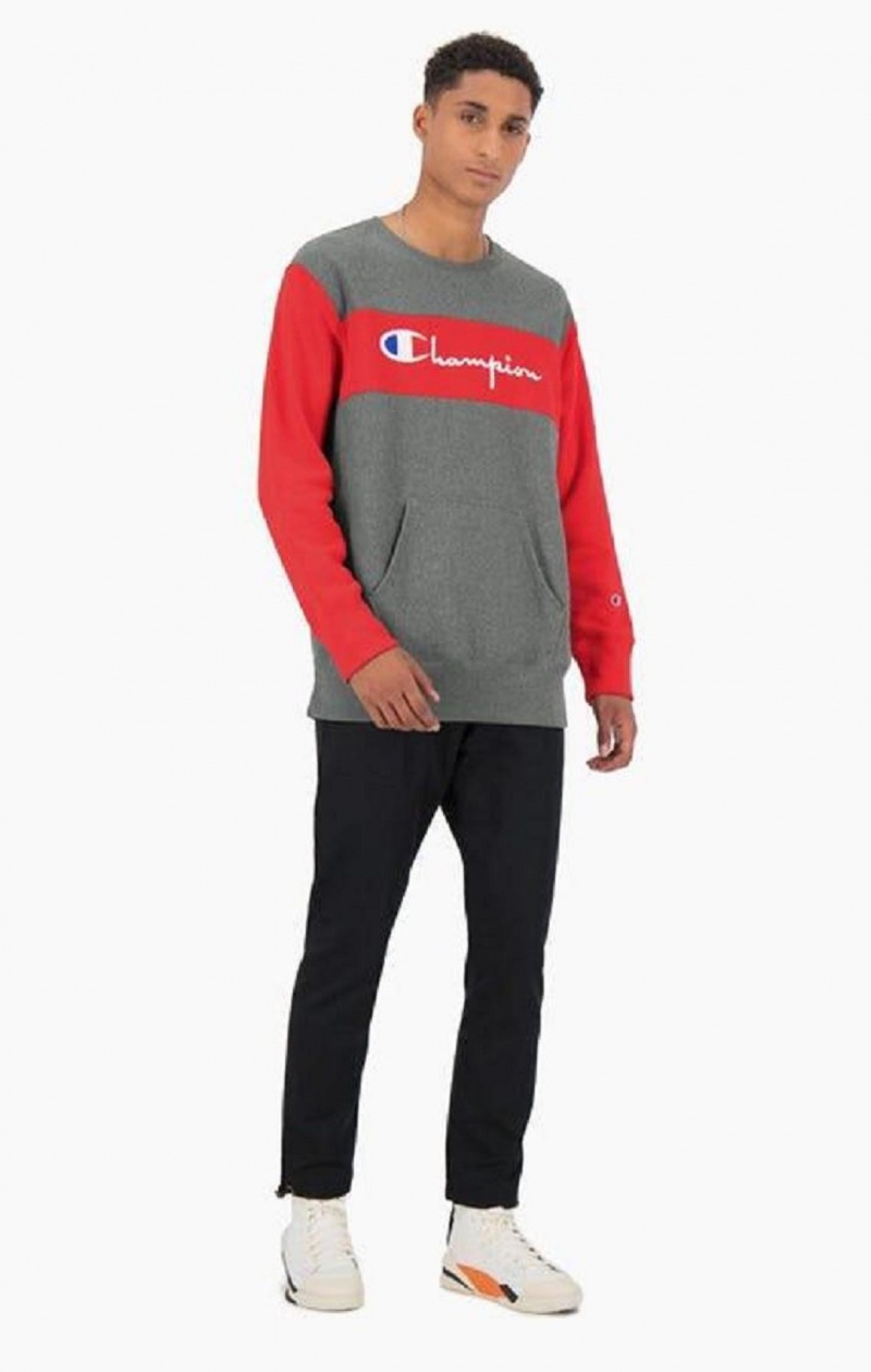 Pánské Mikiny Champion Colour Block Reverse Weave Sweatshirt Tmavě Šedé | 1743-FRNQZ