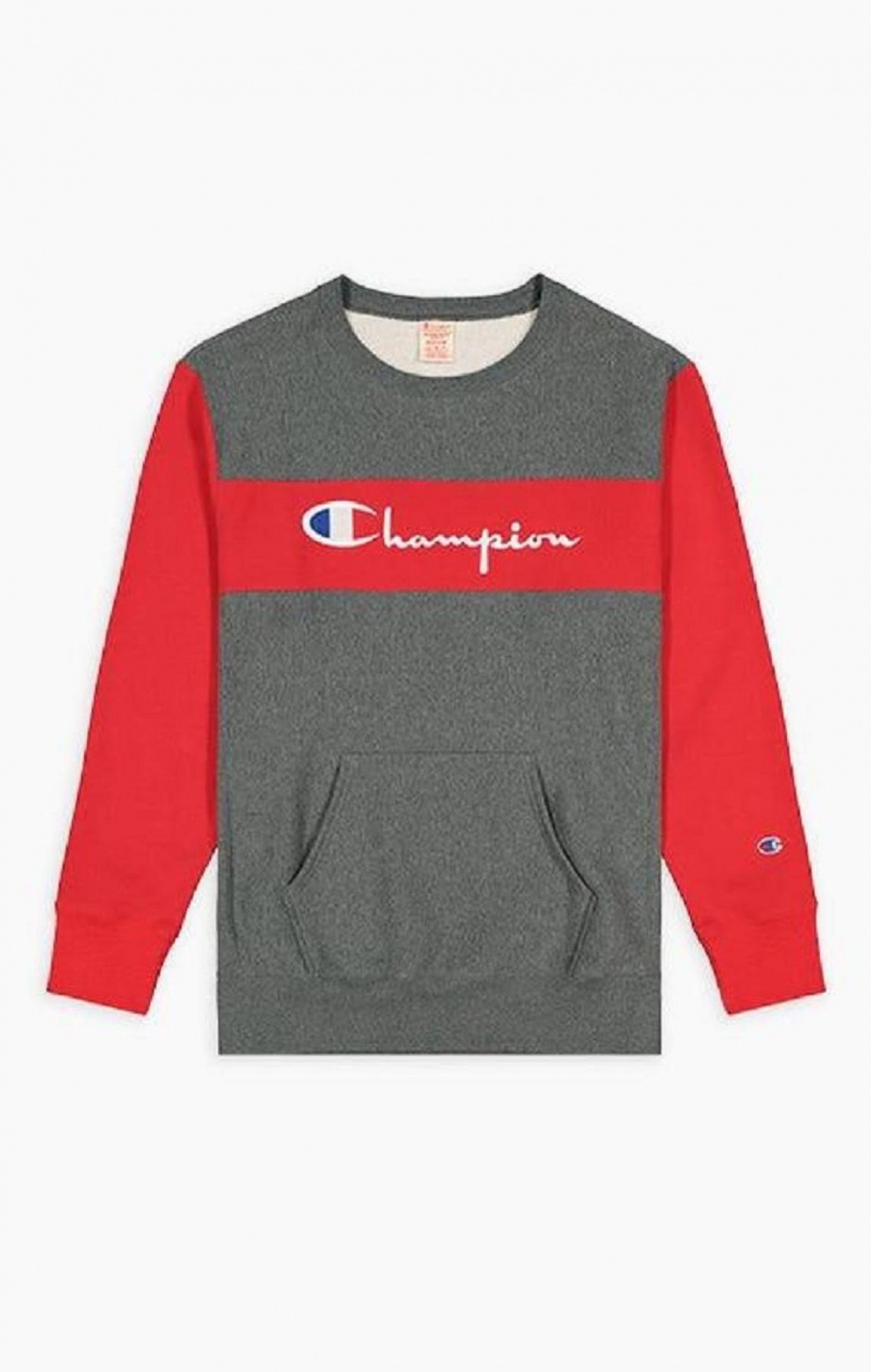 Pánské Mikiny Champion Colour Block Reverse Weave Sweatshirt Tmavě Šedé | 1743-FRNQZ