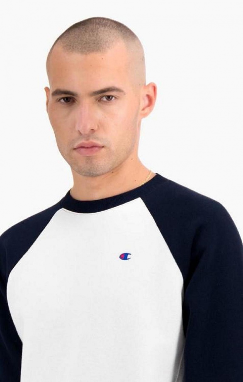 Pánské Mikiny Champion Colour Block Reverse Weave Sweatshirt Bílé | 4869-DOIVC