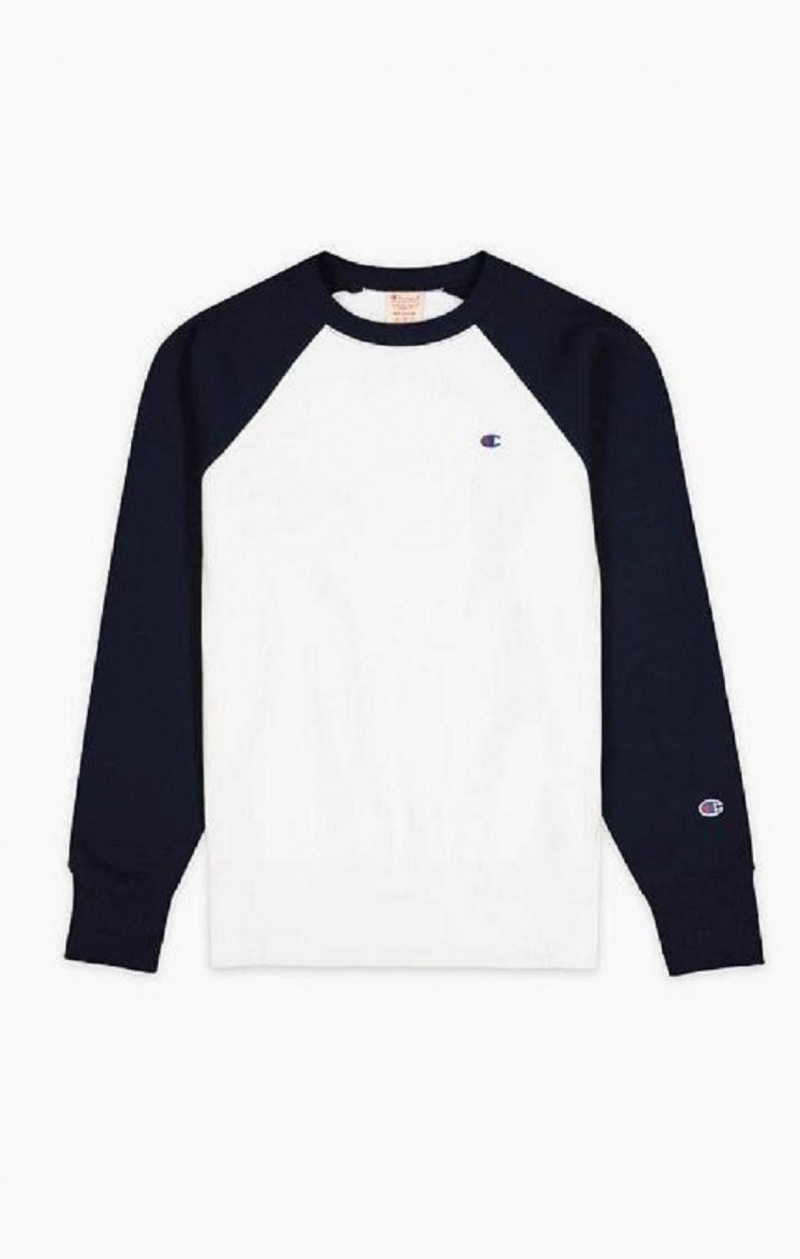 Pánské Mikiny Champion Colour Block Reverse Weave Sweatshirt Bílé | 4869-DOIVC