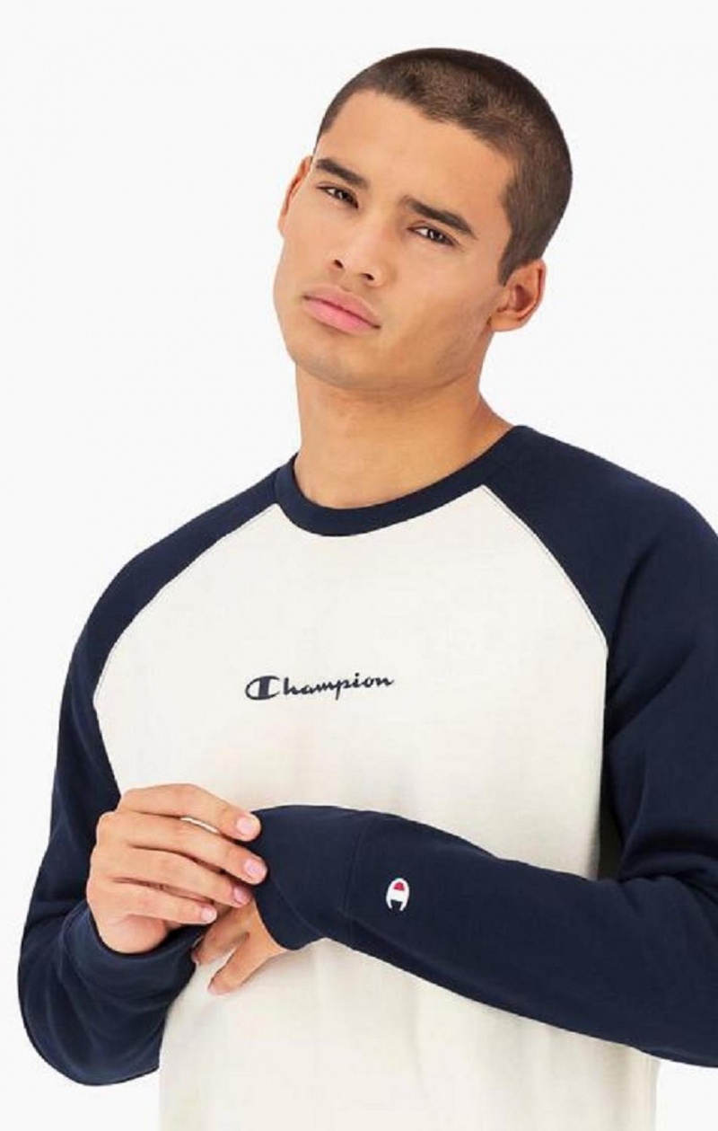 Pánské Mikiny Champion Colour Block Script Logo Sweatshirt Tmavě Blankyt | 3590-ODTAL