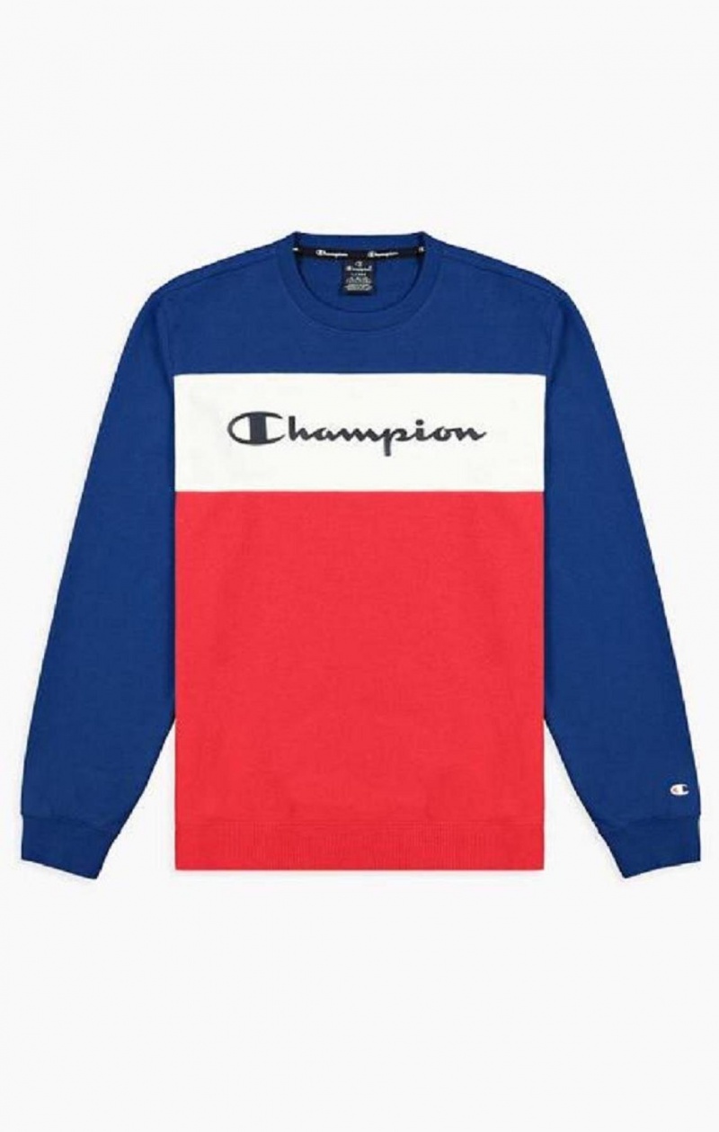 Pánské Mikiny Champion Colour Block Script Logo Sweatshirt Blankyt | 8953-IBUSK