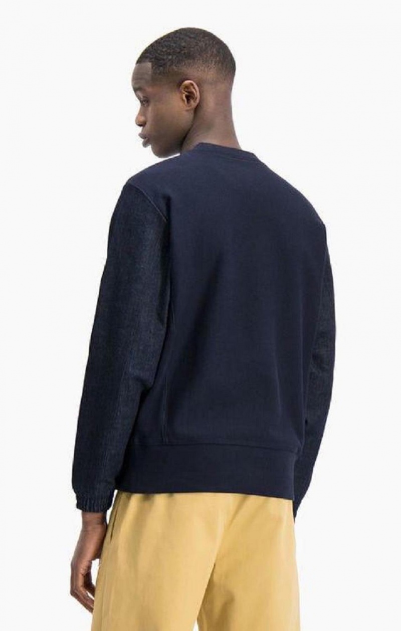 Pánské Mikiny Champion Denim Reverse Weave Sweatshirt Tmavě Blankyt | 8427-HOLDP