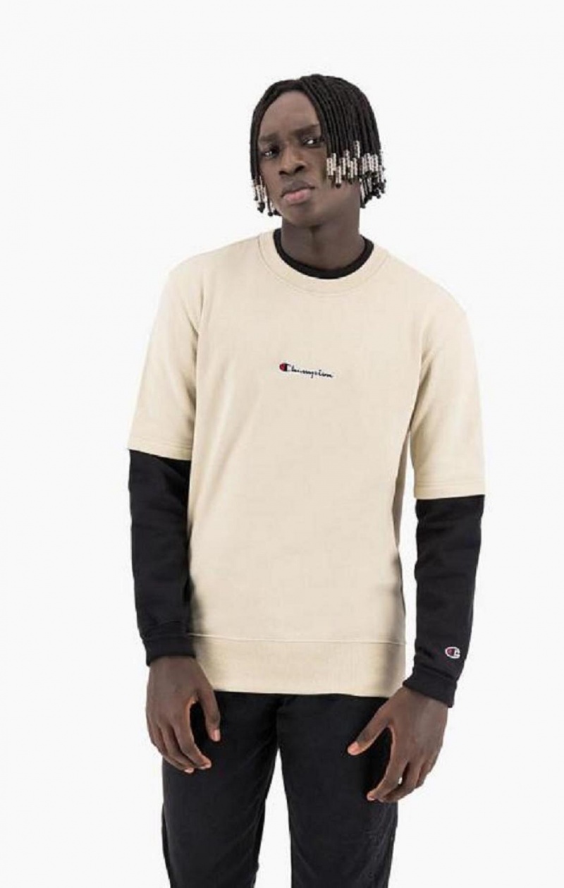 Pánské Mikiny Champion Double Layer Crew Neck Sweatshirt Hnědé | 6235-QDSTU