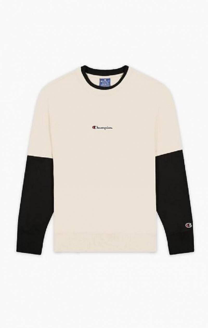 Pánské Mikiny Champion Double Layer Crew Neck Sweatshirt Hnědé | 6235-QDSTU