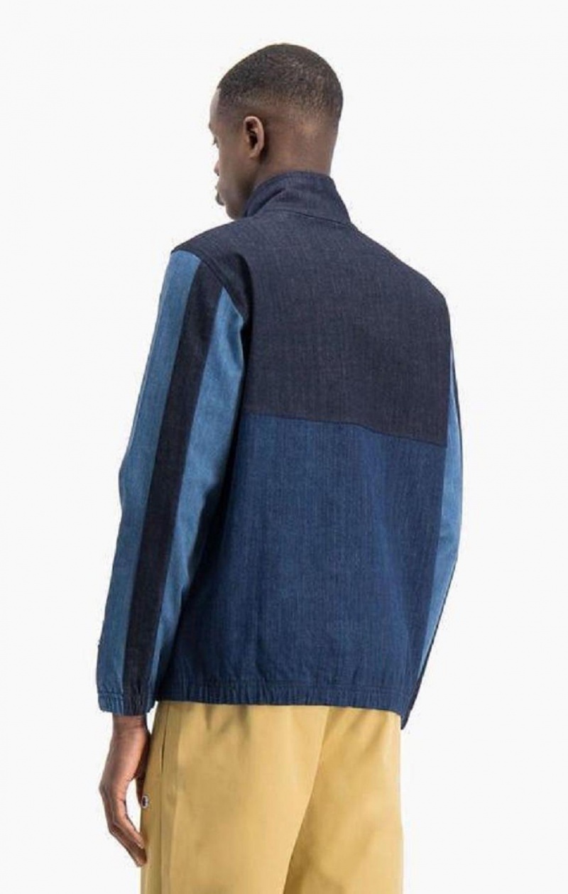 Pánské Mikiny Champion Half Zip-Up Denim Patchwork Sweatshirt Tyrkysové Blankyt | 7641-DUXKB