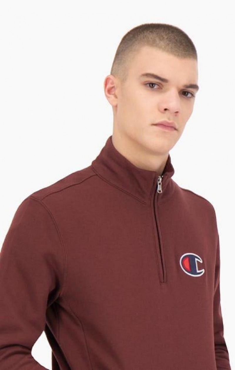 Pánské Mikiny Champion Half Zip-Up Semišové C Sweatshirt Hnědé | 8246-DHAET