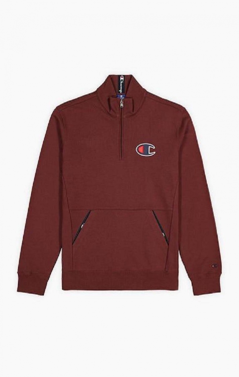 Pánské Mikiny Champion Half Zip-Up Semišové C Sweatshirt Hnědé | 8246-DHAET