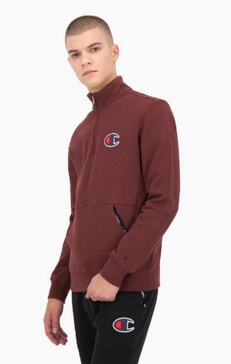 Pánské Mikiny Champion Half Zip-Up Semišové C Sweatshirt Hnědé | 8246-DHAET