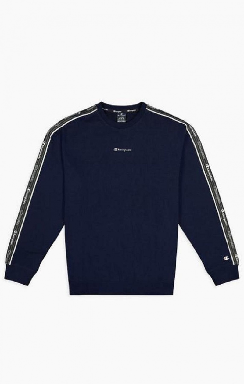 Pánské Mikiny Champion Jacquard Logo Tape Sweatshirt Tmavě Blankyt | 1479-GRWMP