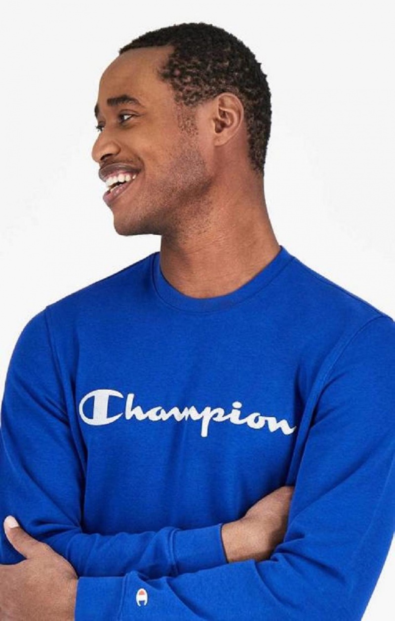 Pánské Mikiny Champion Mesh Effect Script Logo Sweatshirt Blankyt | 8792-WLFKV