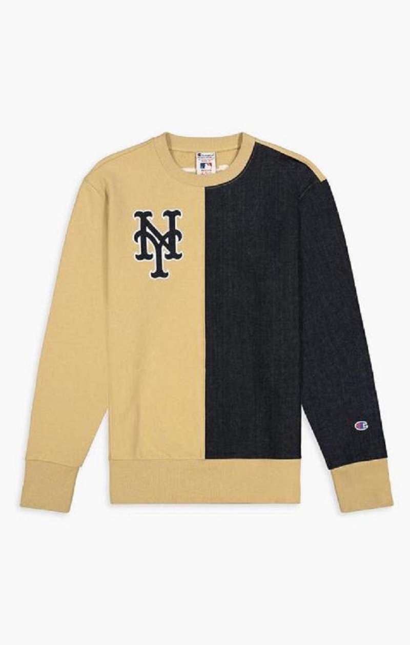 Pánské Mikiny Champion New York MLB Sweatshirt Béžový | 4257-TKFZG