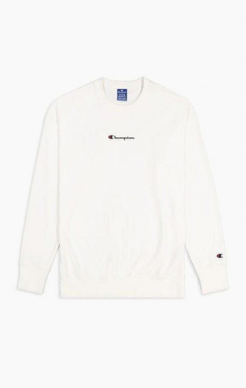 Pánské Mikiny Champion Oversized Script Logo Print Sweatshirt Bílé | 2901-MASJY