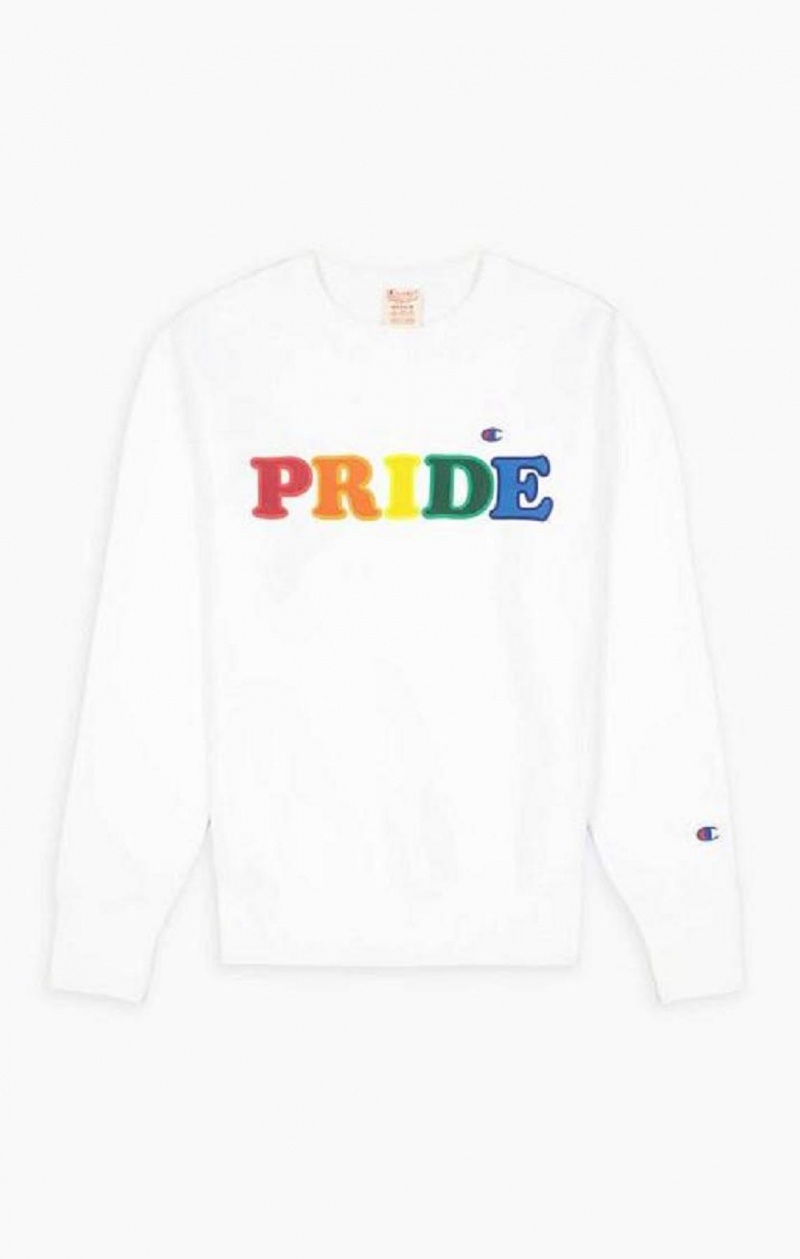 Pánské Mikiny Champion PRIDE Reverse Weave Sweatshirt Bílé | 6708-RZDJH