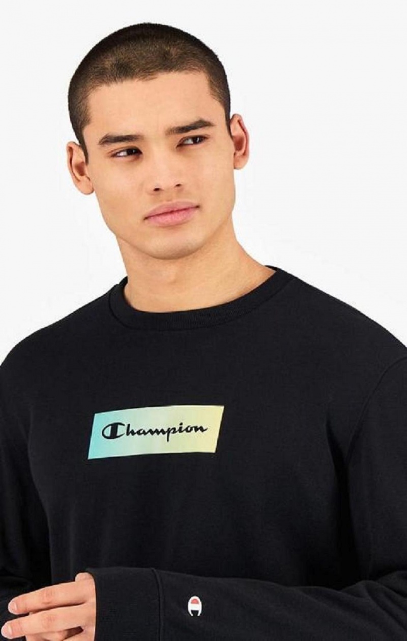 Pánské Mikiny Champion Rainbow Box Script Logo Sweatshirt Černé | 2037-FOMZJ