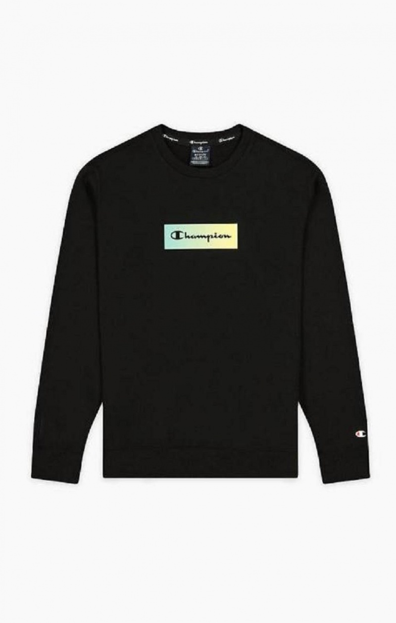 Pánské Mikiny Champion Rainbow Box Script Logo Sweatshirt Černé | 2037-FOMZJ