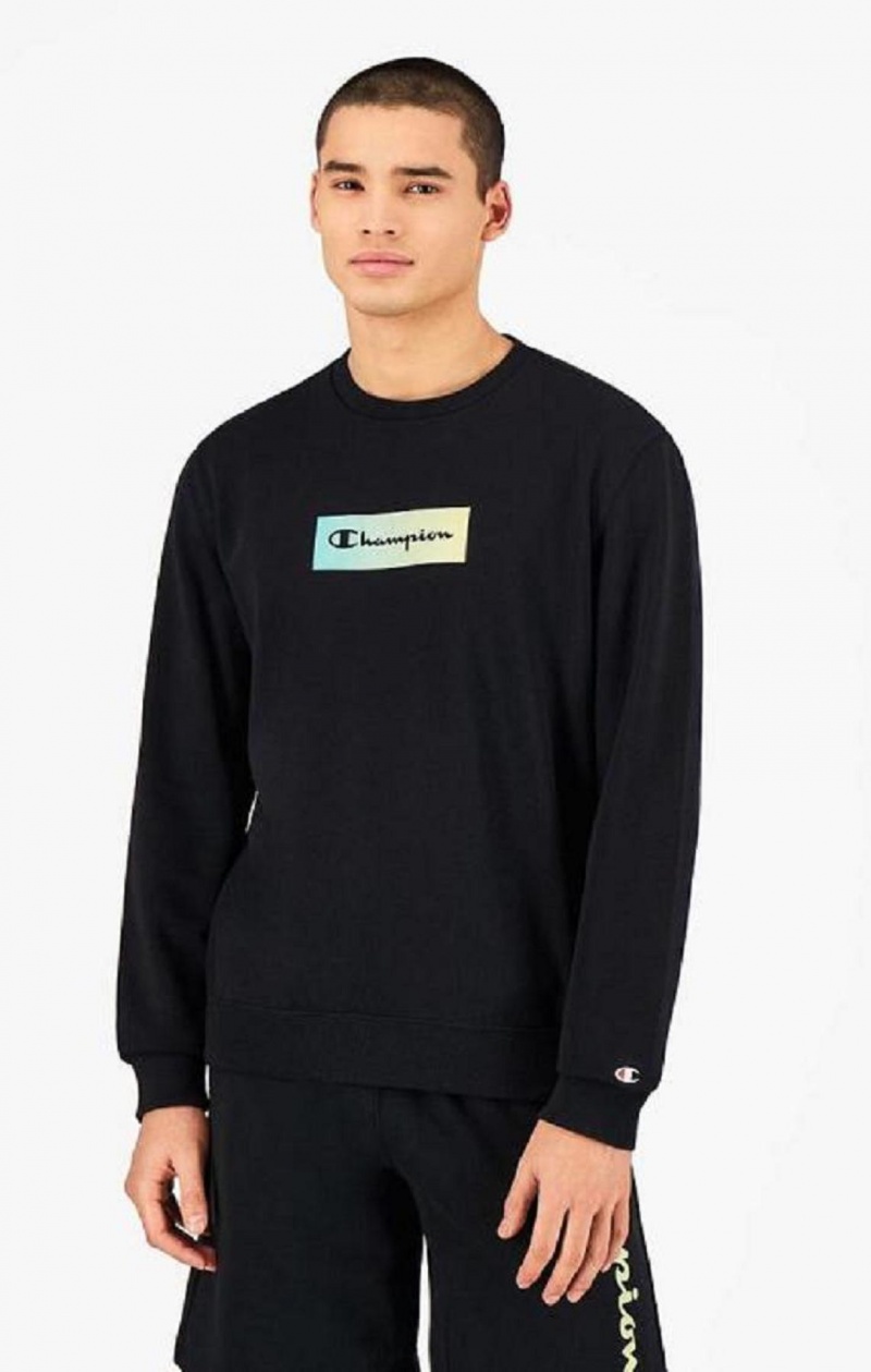 Pánské Mikiny Champion Rainbow Box Script Logo Sweatshirt Černé | 2037-FOMZJ