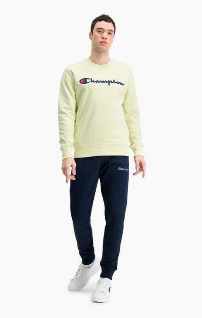 Pánské Mikiny Champion Satin Script Logo Bavlněné Terry Sweatshirt Tyrkysové | 3092-LWONV