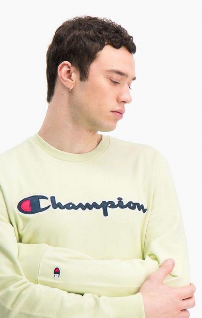 Pánské Mikiny Champion Satin Script Logo Bavlněné Terry Sweatshirt Tyrkysové | 3092-LWONV