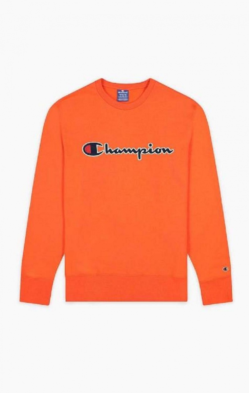 Pánské Mikiny Champion Satin Stitch Script Logo Fleece Sweatshirt Červené | 0318-RVNAS