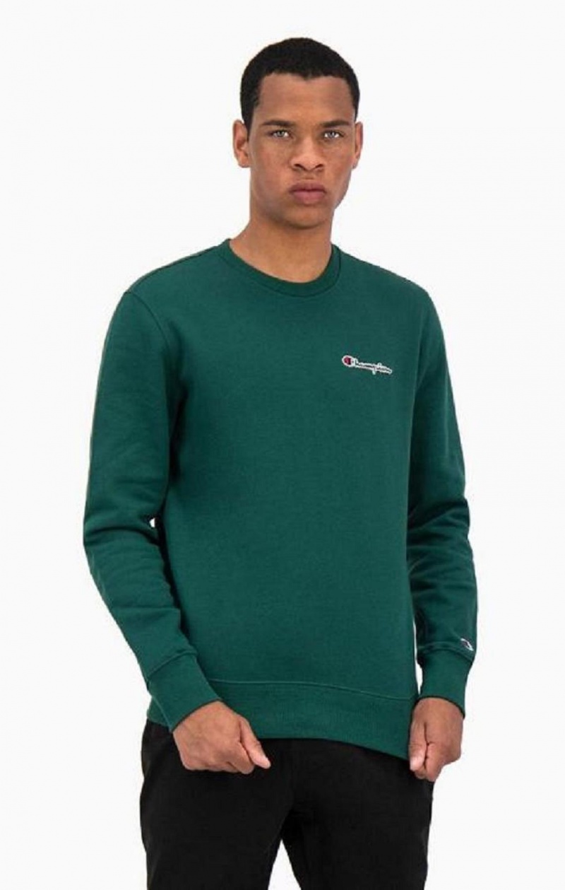 Pánské Mikiny Champion Satin Stitch Script Logo Fleece Sweatshirt Světle Zelene | 2639-EOFZM