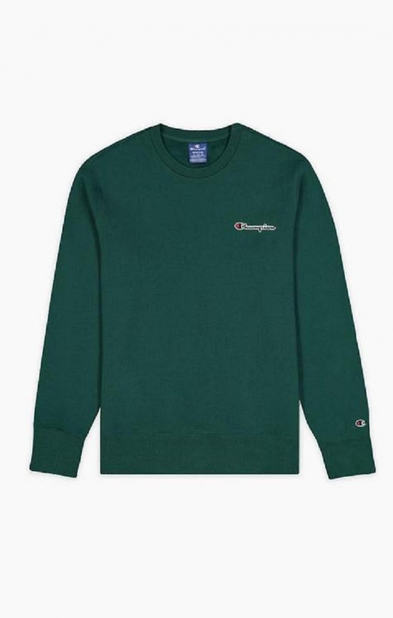 Pánské Mikiny Champion Satin Stitch Script Logo Fleece Sweatshirt Světle Zelene | 2639-EOFZM