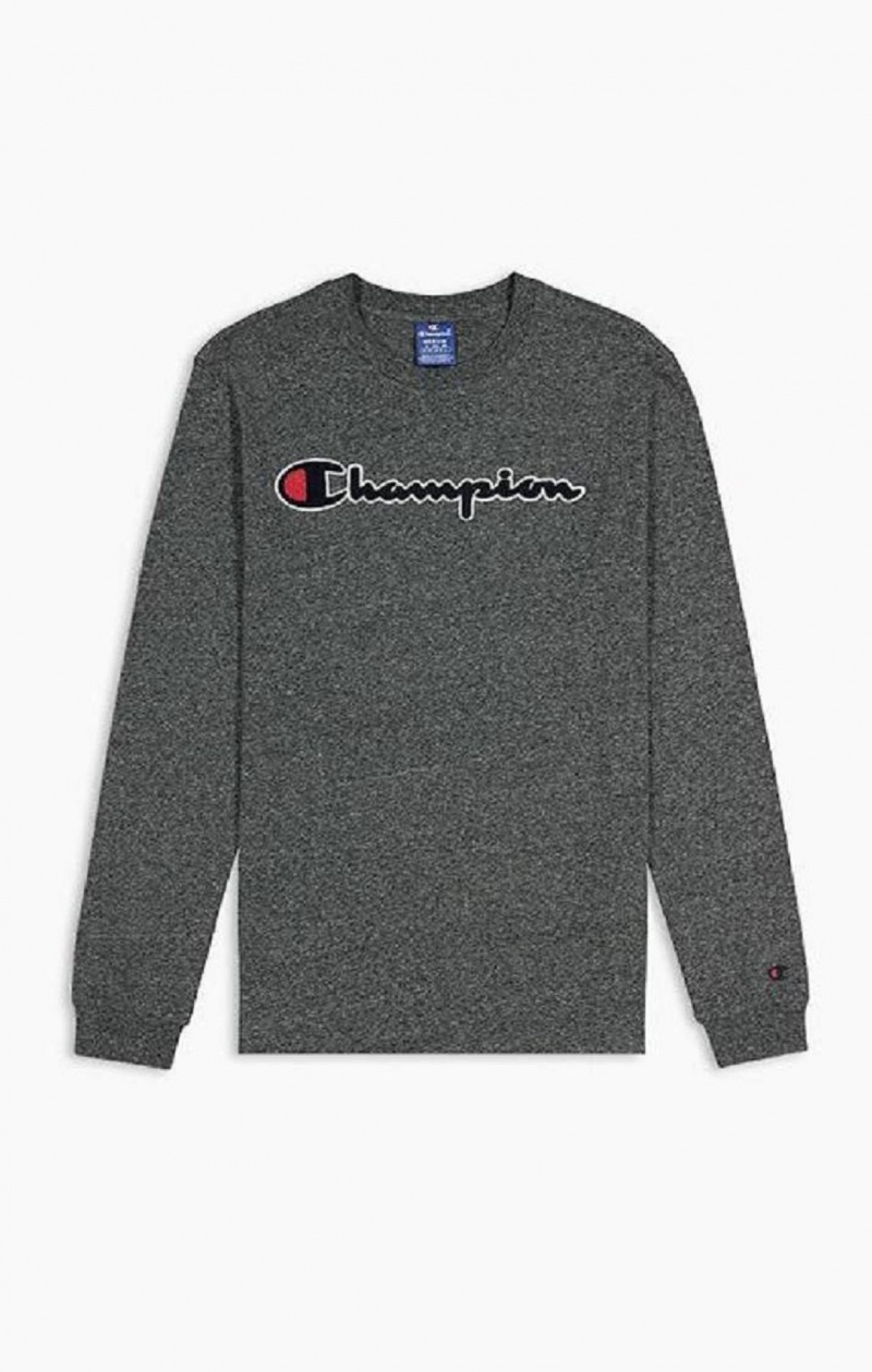 Pánské Mikiny Champion Script Logo Bavlněné Jersey Sweatshirt Tmavě Šedé | 7104-WAMQT