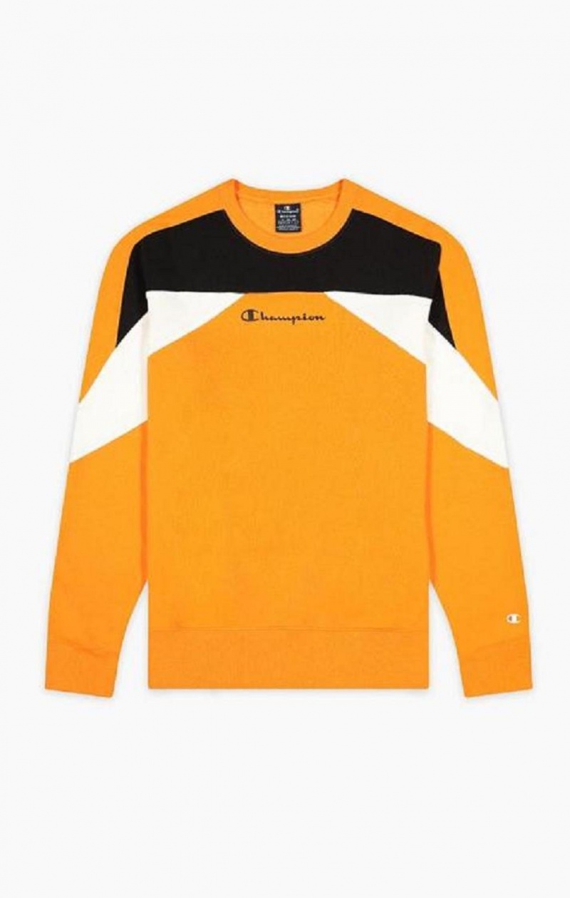 Pánské Mikiny Champion Script Logo Colour Block Fleece Sweatshirt Oranžové | 5214-YLGSA