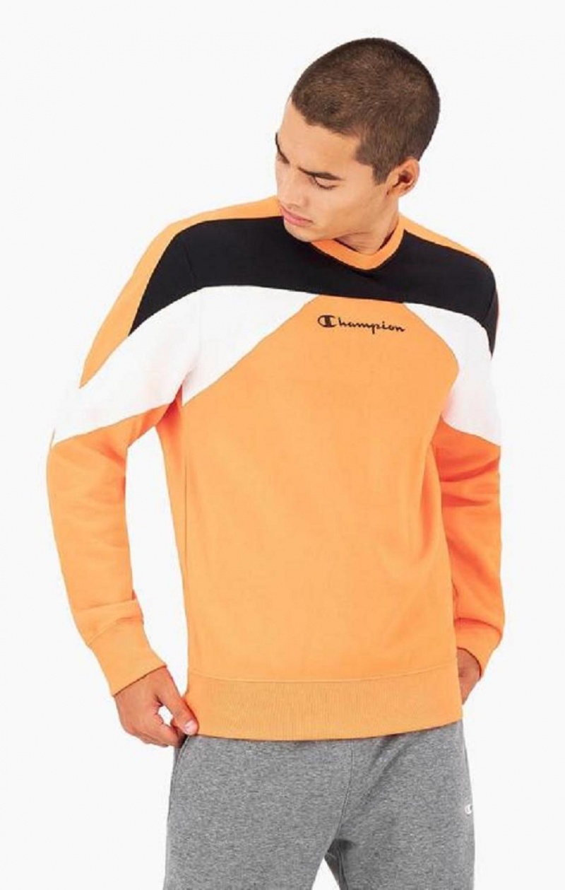 Pánské Mikiny Champion Script Logo Colour Block Fleece Sweatshirt Oranžové | 5214-YLGSA