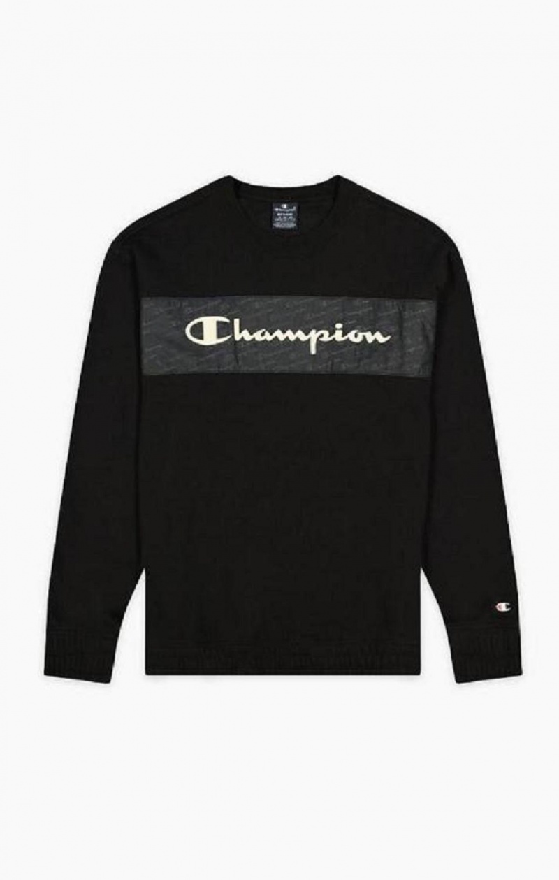 Pánské Mikiny Champion Script Logo Insert Fleece Sweatshirt Černé | 6123-QDTCW